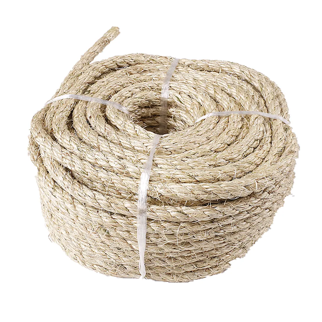Cuerda de yute para decoración del hogar, cuerda de Sisal trenzada de alta resistencia, duradera, 3 hebras, 5mm, 10mm, fabricante chino