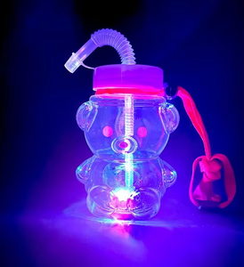 Lot de tasses à bec lumineuses LED écologiques en forme d'ours, avec lumière à changement de couleur, 300ml-400ml, cadeaux pour enfants - Product Image 2