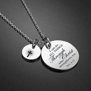 Collar personalizado de acero inoxidable con colgante de Cruz de poesía bíblica para mujer, regalo, oración, fe, joyería de personalidad Premium - Product Image 1