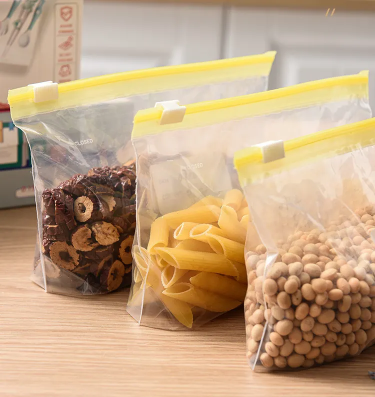 Yeniden kullanılabilir gıda saklama torbaları yeniden kullanılabilir dondurucu torbaları dondurucu güvenli çanta et meyve sebze