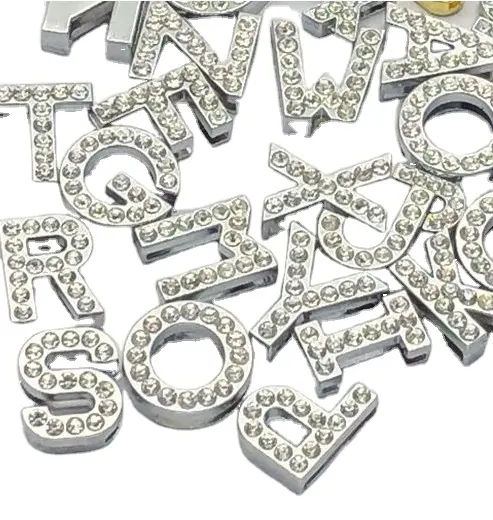 100 قطعة الإنجليزية الأبجدية جوهرة رسائل DIY بها بنفسك كامل حجر الراين الشريحة رسائل "A-M يمكن اختيار كل حرف" صالح لل سلاسل المفاتيح سوار