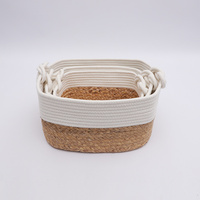 Panier en paille tissé, pot de fleurs décoratif, boîte de rangement en rotin pour salon, panier en jute, panier tissé à la main