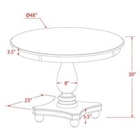 Table à manger moderne en bois FE2-0N-TP Ferris - Base ronde sur piétement 48x48 pouces, finition sablée, noyer antique, mobilier pour la maison et l'hôtel