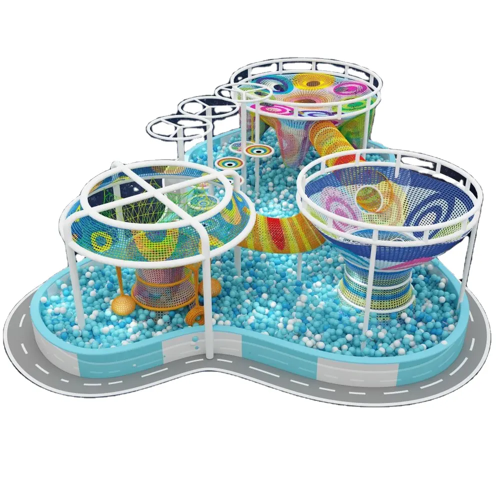 Di alta qualità buon prezzo arcobaleno Web modulari palline piscine Naughty castello centro giochi per bambini trampolino attrezzature parco giochi al coperto