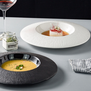 Tazón Redondo Blanco de 11 Pulgadas para Sopa, con Relieve, para Restaurante, de Porcelana Negra, para Bodas, Tazón Profundo para Sopa, Vajilla de Cerámica para Cocina - Product Image 2