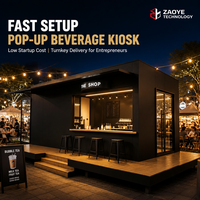 Café en conteneur de 20 pieds, magasin temporaire et préfabriqué en conteneur, espace commercial modulaire, stand extérieur portable
