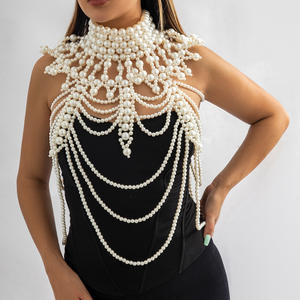 Mylulu Top Vente Collier de Mariée Châle Set Handmade Pearl Tassel Chaîne de Corps en Alliage pour Robes de Mariée Élégantes - Product Image 2