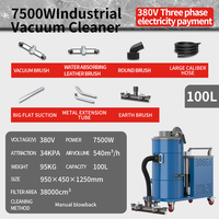 Aspirateur sec et humide Réservoir en acier inoxydable 100L 7500w Puissant sans arrêt de travail Soufflant Aspirateurs industriels