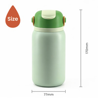 Bouteille d'eau en acier inoxydable à double paroi isolante sans BPA de 450 ml/15 oz pour enfants, avec paille et couvercle, utilisable d'une seule main