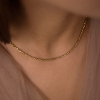 Collar de Cadena de Acero Inoxidable QISEN, Resistente al Deslustre y al Agua, Acero Inoxidable 316L, Oro PVD de 18K, Joyería Minimalista para Mujer