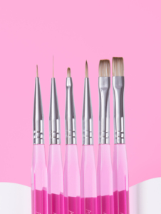 Pinceau d'art de Gel en Nylon PET à manche acrylique à tête plate rose de haute qualité pour gel de photothérapie, gel de couleur de peinture et apprêt, peinture