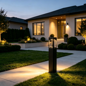 Modern Black Aluminum <b>LED</b> Bollard <b>Light</b> Outdoor Path Lamp IP65 Garden Landscape Lighting - Product Image 5