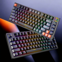 Clavier mécanique OEM d'usine à 81 touches avec bouton rotatif, effets de rétroéclairage RGB, interrupteurs bleus, mini clavier USB filaire
