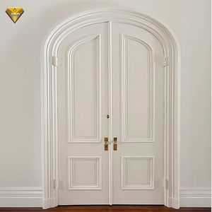 Porte Francesi Doppie in Legno dal Design Moderno per Villa, Impermeabili, con Arco Interno ed Esterno - Product Image 3