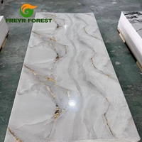 Panel UV Marmer Bunga Emas Abu-abu Muda Modern Format Besar Tahan Aus untuk Proyek Interior Hotel, Gudang, dan Kamar Mandi