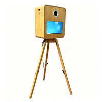 Photomaton design bois 15,6 pouces avec écran tactile compatible iPad pour appareils photo reflex numériques et hybrides, idéal pour mariages et fêtes
