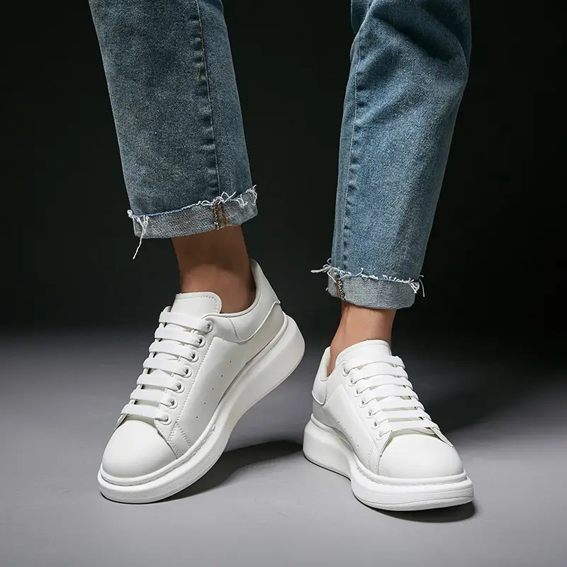 Shoes Men, Alexandermcqueen Shoes Leather Custom Fashion White Sneakers for Men Women