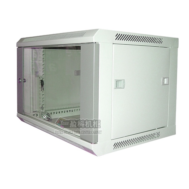 W2.6609 19 Inch Powder Coated Tempered Glass Door Network Server Enclosure Grey Wall-Mounted Steel Server Rack for Data Center
