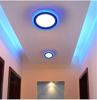 Plafonnier LED encastré double couleur, fin, rond et carré, 3+3W, 6+3W, 12+4W, 18+6W