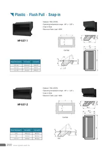 Alça de copo escondida para armário preto HP-537-2 ABS, alça de puxar nivelada, inserção industrial embutida, bolso embutido, plástico moderno