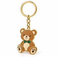 Porte-clés personnalisé en métal durable avec pendentif ours en peluche, logo sur mesure, vente en gros, souvenir promotionnel, fournisseur en gros, fabricant