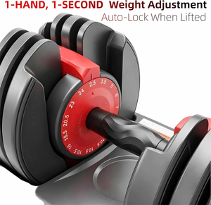 Set di manubri regolabili in acciaio da 24 kg/52 libbre con logo personalizzato, impugnatura girevole a una mano per modificare il peso in 1 secondo - Product Image 3