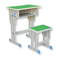 Ensemble de bureau et chaise d'école, bureau d'école moderne et durable avec cadre métallique, hauteur réglable