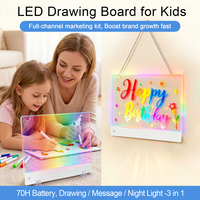 Pizarra de Dibujo LED Acrílica Cuadrada, Regulable, con Control Táctil, Colores RGB, Alto CRI 90, Tamaño Grande, Pizarra de Borrado en Seco para Dormitorio Infantil