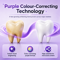 Bandes blanchissantes pour les dents sans peroxyde, formule PAP violette, soin doux de l'émail, utilisation en 30 minutes, 21 sachets