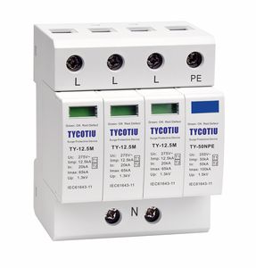 TYCOTIU-Protector contra sobretensiones de CA, dispositivo de protección contra sobretensiones tipo 1, 3 + 1, 12.5kA, pararrayos SPD, pararrayos - Product Image 1