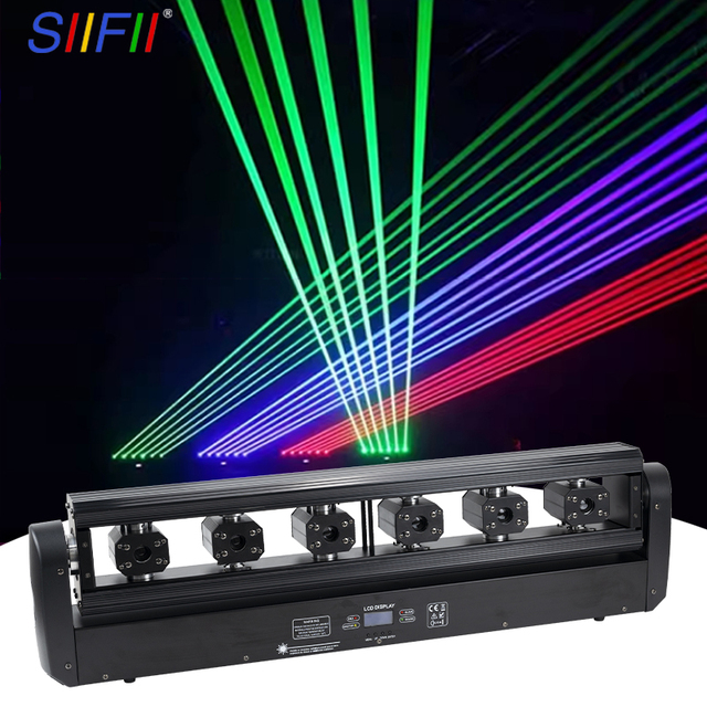 High Brightness RGB 6 Eyes Full Color Laser Stage Light Swing Moving Head  Stage Laser Light  for Club Party Event Church