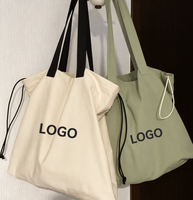Sac fourre-tout en toile épaisse recyclée écologique avec logo personnalisé, cordon long, pliable, durable, de qualité supérieure, pour vêtements haut de gamme, marque de luxe