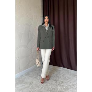 Blazer kaki pour femme en tissu peigné anti-plis – Vente en gros - Product Image 5