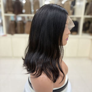 Peluca de Cabello Humano 100% <span class=keywords><strong>Natural</strong></span> Negro de 14 Pulgadas, 13x4 para HD, Cabello Europeo Virgen sin Procesar para Mujeres, con Pegamento, Prótesis Capilar - Product Image 2