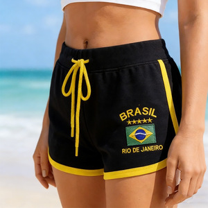 Pantaloncini Estivi <span class=keywords><strong>Donna</strong></span> 2026 Hot Pants Stile Sportivo con Bandiera Brasiliana Ricamata, Versatili, Uniformi <span class=keywords><strong>da</strong></span> <span class=keywords><strong>Calcio</strong></span> <span class=keywords><strong>da</strong></span> Strada, Vendita all'Ingrosso - Product Image 5