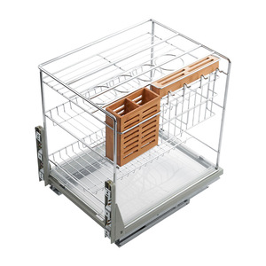 Stainless Steel <b>Kitchen</b> Seasoning <b>Pull</b>-<b>Out</b> <b>Basket</b> Modern Simple Design Durable Cabinet Built-In Storage Rack - Product Image 3