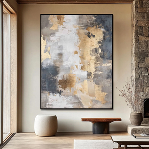 <span class=keywords><strong>Peinture</strong></span> murale moderne dorée abstraite <span class=keywords><strong>sur</strong></span> <span class=keywords><strong>toile</strong></span> de <span class=keywords><strong>lin</strong></span> 440 g/m², peinte à la main, décorative pour la maison, <span class=keywords><strong>peinture</strong></span> à l'huile de qualité supérieure, gris blanc, acrylique - Product Image 5