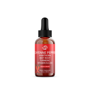 Gouttes liquides de piment de Cayenne OEM/ODM très vendues avec baies d'aubépine, vitamines D3+K2 et racine de betterave, soutient l'immunité et la digestion - Product Image 1