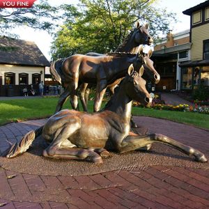 YOUFINE personnalisé cheval Ranch extérieur jardin décor réaliste en laiton nuzzling cheval famille Statue Bronze jument et <span class=keywords><strong>poulain</strong></span> Sculpture - Product Image 5