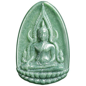 Colgante de Jadeíta Natural Chinnaraj con Buda, Diseño Original Verde Guisante, Tailandia, Sudeste Asiático, UNISEX FG50 - Product Image 5