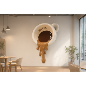 Sculpture de tasse à café surdimensionnée Etechan en fibre de verre, art emblématique pour café - Product Image 3