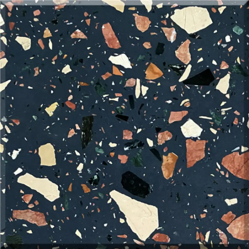 Terrazzo Moderne Tegels 600X600 60X60 Rustieke Terrazzo Zwarte Getextureerde Vloertegels