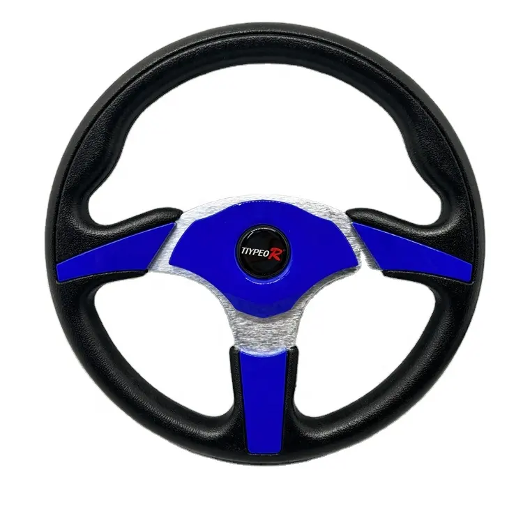 Leaders high quality universal customized 320mm pu shell flat Deep Dish JDM blue racing sports steering wheel