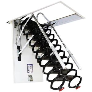 Escalier <span class=keywords><strong>escamotable</strong></span> entièrement automatique en acier forgé, échelle électrique rétractable épaissie améliorée avec télécommande pour usage domestique intérieur - Product Image 5