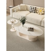 Table basse ovale moderne décorative avec plateau en verre et structure en fer, table d'appoint pour petit salon, mobilier de maison