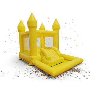 Château gonflable jaune vif uni avec toboggan et piscine à balles, couleur unie, pour enfants, petit modèle, <span class=keywords><strong>location</strong></span> commerciale - Product Image 6