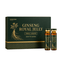 Liquide oral au ginseng et à la gelée royale 20ml*10 flacons Extrait de Panax Ginseng Boisson santé Complément énergétique OEM Marque privée