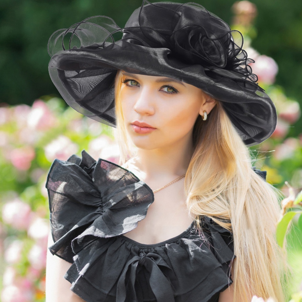 Women Kentucky Derby Church Fascinator Hats Wide Brim  display picture 1
