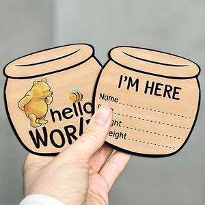 Pafu – 14 panneaux double face en forme de pot de miel en bois avec les inscriptions « Hello, World » et cercles de jalons mensuels pour bébé pour documenter la croissance - Product Image 3