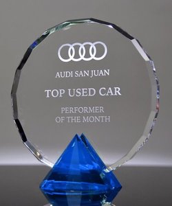 Diseño Hitop, venta al por mayor, placas de premio de cristal de forma redonda, trofeos para decoración para regalo de empresa